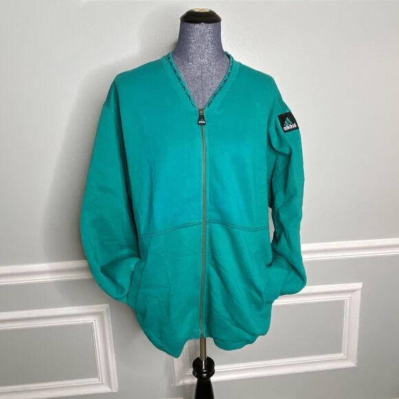 Vintage ADIDAS Equipment Track Jacket Mens Medium Green Logo 1990s - Picture 1 of 5